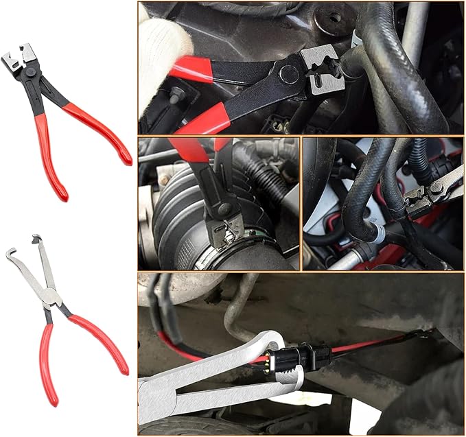 16 Pcs Hose Clamp Pliers Set, Hose Clamp Removal and Installation Tool with Long Flexible Plier & Electrical Disconnect Pliers for Automotive Coolant Radiator Heater, Water Hoses, Fuel Lines