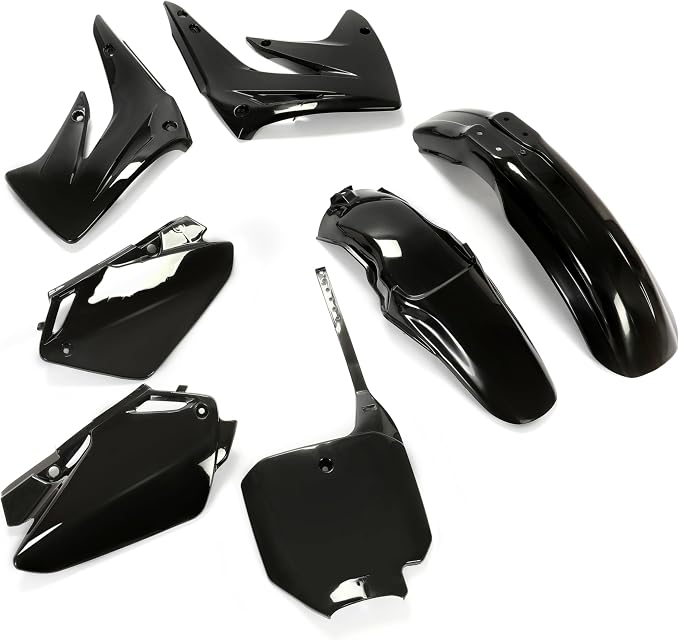 ALMULOO Plastic Kit Compatible with 2003-2007 Honda CR85R/CR85RB Expert, Black Body Fairing Set Front/Rear Fender Side Panels