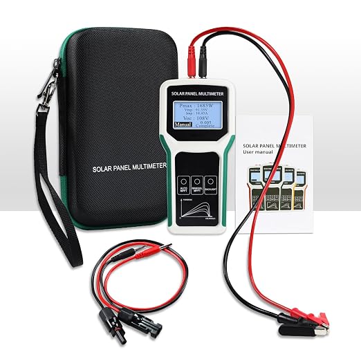 1800W Solar Panel Tester & Power Meter Measuring Range (5~1800W, 20~120V, 0~60A) MPPT Photovoltaic Solar Panel Multimeter for PV Systems, Troubleshooting and Open Circuit Voltage