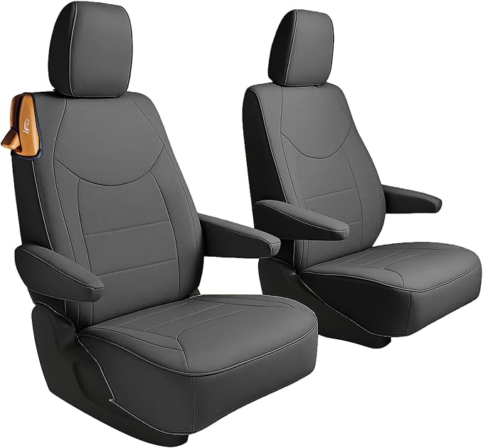 FH Group Custom Fit Car Seat Cover Specefically Made for Chrysler Pacifica 2017-2024 - 2nd Row Set Hybrid, Faux Leather, Black
