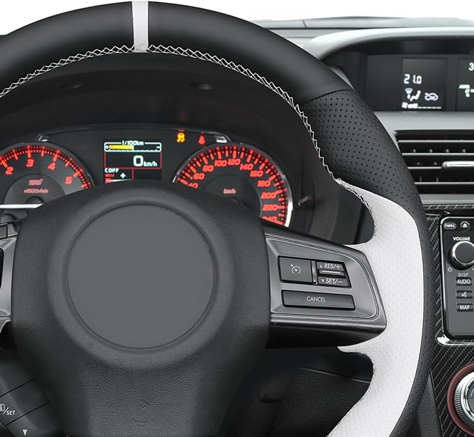 MEWANT Hand Stitch Steering Wheel Cover Wrap for Subaru WRX 2015-2021 / WRX STI 2015-2021 Steering Wheel Accessories for Subaru WRX