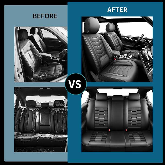 Fit Altima Car Seat Covers Premium Leather for Nissan Altima 2012-2025 2026. Waterproof， Anti-Slip, Scratch-Resistant & All-Weather Seat Cushion Protector (Full Set, Black)