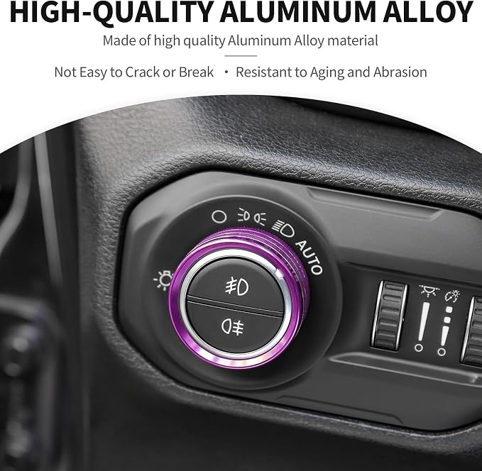 JeCar JL Switch Button Covers Window Control Air Conditioner Headlight Volume Radio Knob Trims Interior Accessories Compatible with Jeep Wrangler JL JLU 2018-2026 & Gladiator JT 2020-2026, Purple