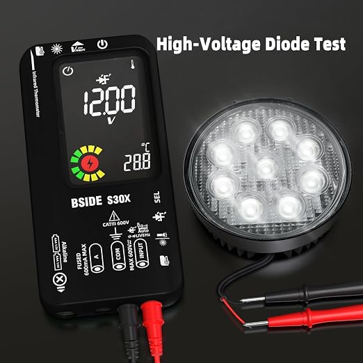 BSIDE Smart Digital Multimeter Infrared Thermometer Rechargeable 9999 Counts Voltmeter, D:S=12:1, Measure High/Low Voltage Diode, Capacitance Amp Tester for HVAC LED Electronic Automotive Electrician