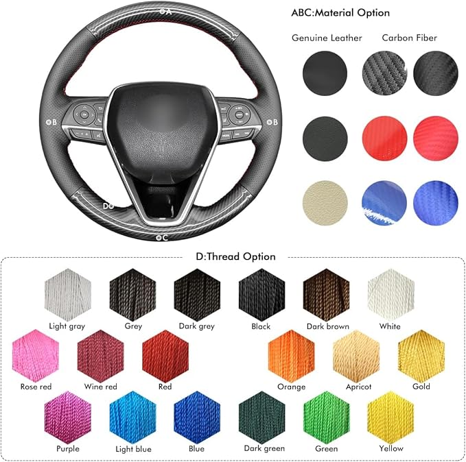 MEWANT Steering Wheel Cover for Toyota RAV4 2019-2024/Camry 2018-2024/Corolla 2020-2024/Avalon 2019-2022 Hand-Stitched Steering Wheel Wrap