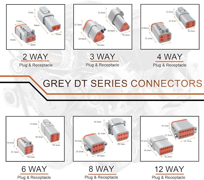 422 PCS Deutsch Connector Kit, 2 3 4 6 8 12 Pin Grey DT Connector with 16# Stamped Contacts, Deutsch pin Connector Removal Tool, Waterproof Automotive Electrical Connector