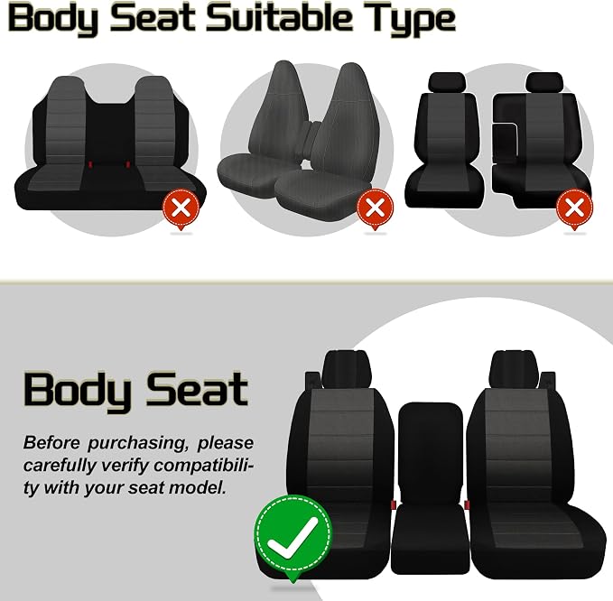 Jokuye 40/20/40 Split Front Bench Seat Covers for Ford F150 XL Standard Cab 2004 2005 2006 2007 2008, Heavy-Duty Oxford Fabric with Integrated Seatbelts & Center Armrest Cover - Black