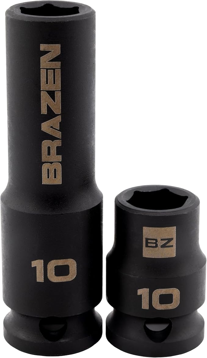 BRAZEN 10mm Impact Socket Two Pack (3/8" Drive, Multi Type)