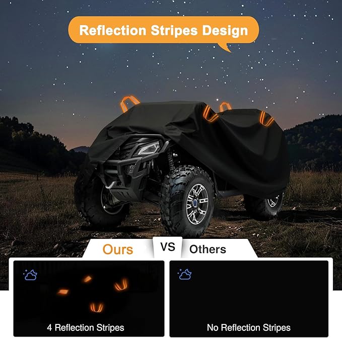 Heavy-Duty ATV Cover 600D Oxford Waterproof, UV Protection for 4-Wheeler/Quad, All Weather Season Protection Outdoor for Polaris Kawasaki Yamaha Suzuki Can-Am