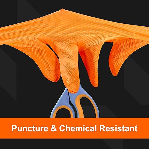 GLOVEWORKS 8 Mil Orange Nitrile Disposable Gloves Heavy Duty Industrial RDT for Mechanic and Automotive Large 10 Boxes of 100