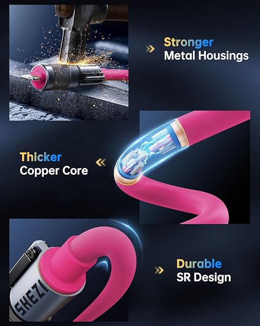 4-in-1 Coiled USB C Cable for Car 5FT [240W Fast Charging] Compatible with Lightning Cable [CarPlay & Android Auto] Multi Charger Cord Combo with L/Type C/USB A Ports for iPhone/iPad (Pink)