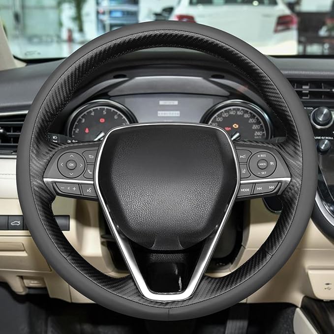 MEWANT Steering Wheel Cover for Toyota RAV4 2019-2024/Camry 2018-2024/Corolla 2020-2024/Avalon 2019-2022 Hand-Stitched Steering Wheel Wrap