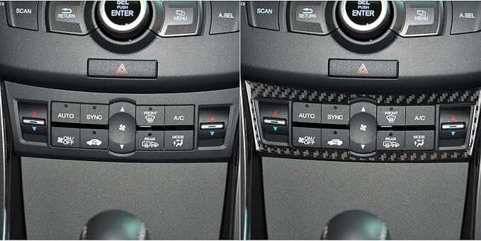 Black Soft Carbon Fiber car Interior Climate Control Panel 1/Piece Decorative Sticker Suitable for Acura TSX 09-14 Carbon Fiber car Interior