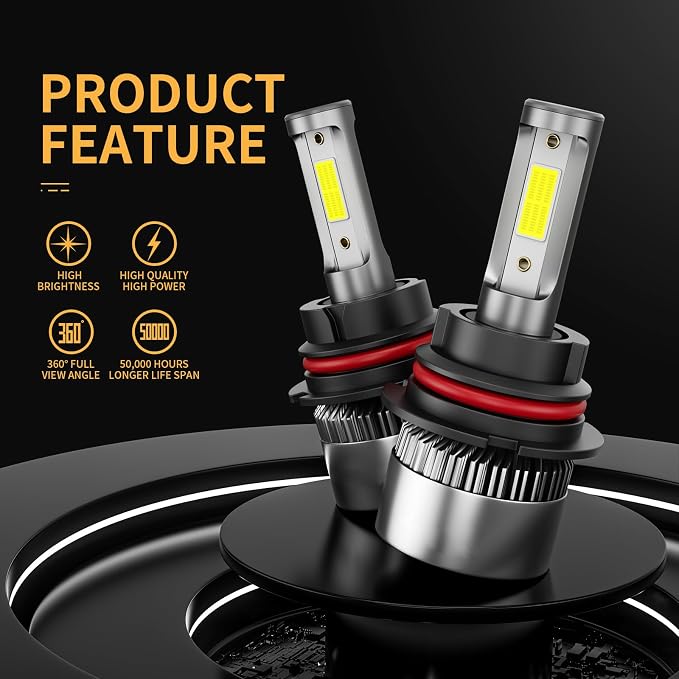 𝟫𝟢𝟢𝟩/𝖧𝖡𝟧 Bulbs 6500K Cool White, Backup 1:1 Beam with Cooling Fan Quick Install IP68 Waterproof Off Road Lights Off-Road Use Only, Pack of 2
