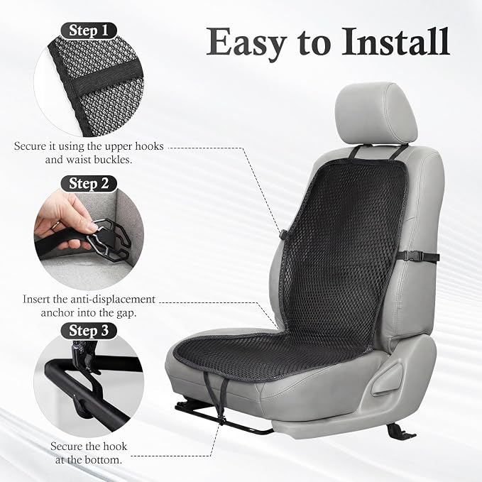 2 Pack 3D Air Mesh Car Seat Cushion - 41" x 15" Black Breathable Double Cool Chair Seat Pad for Truck, SUV, Van, Car - Universal Fit