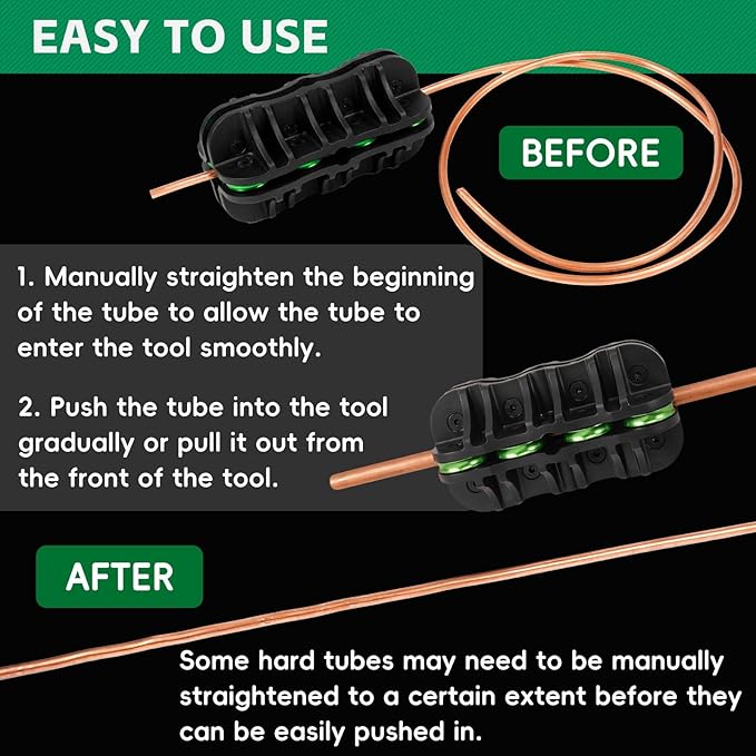 Handheld Tubing Straightener, 3/8 Inch O.D. Tube Straightening Tool for Brake Line Fuel Line Copper/Aluminum/Steel Coils