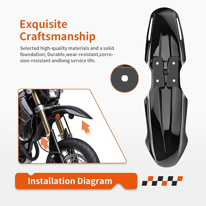 Black Front Fender for Suzuki DR-Z400SM 2005-2024 53111-29FA0-019