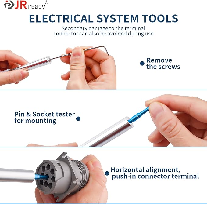 JRready ST5246-HT250 Connector Inspection Tool Kit-HT250-5 Electrical Tension Tester with Socket & Pin Tester Tips Work for Automotive Adjustable Electronic Connector Retention Test Kit