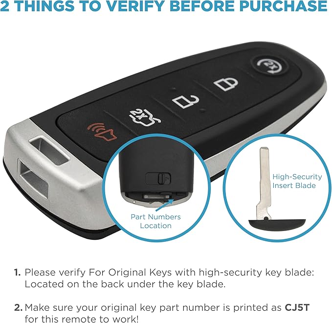 Keyless2Go Replacement for 5 Button Proximity Smart Key for Ford M3N5WY8609 164-R7995