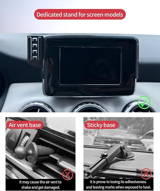 Wireless Charging Car Phone Holder for Mercedes Benz GLA-Class 2015 / CLA-Class 2015, 5.8" Screen Fixed Clip, 360° Rotation Car Phone Mount Compatible with MagSafe