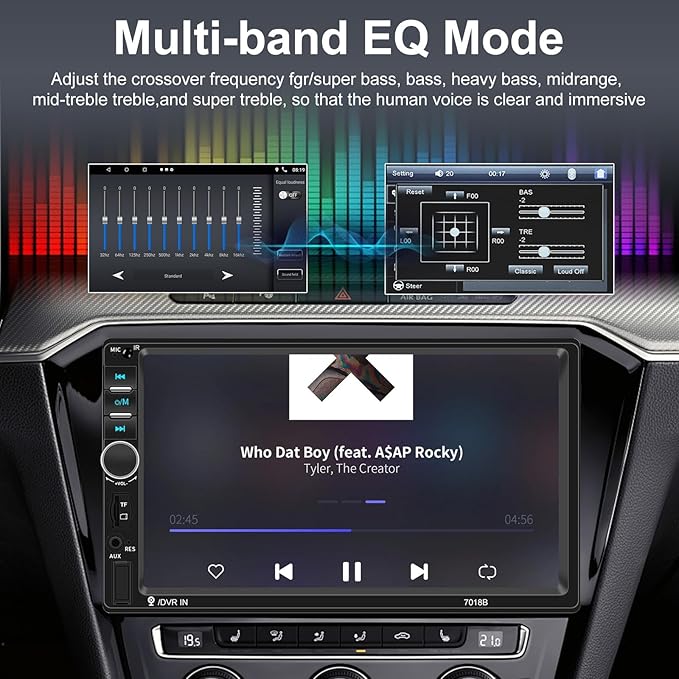 Nhopeew Double Din Car Stereo with Bluetooth and Backup Camera 7 Inch Touch Screen Car Radio Support AUX/USB/TF Card/Mirror Link/Steering Wheel Control