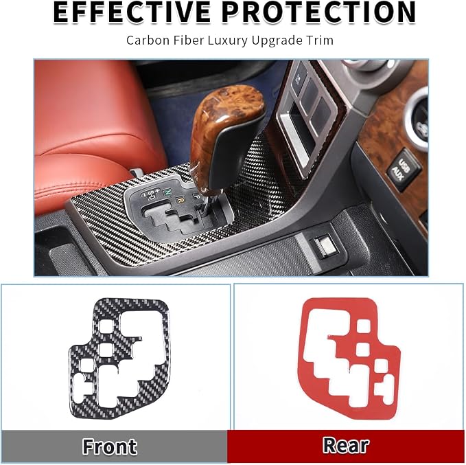 Real Soft Carbon Fiber Car Center Console Gear Shift Panel Decorative Stickers,for Toyota Tundra 2007-2013,2PCS (Black)