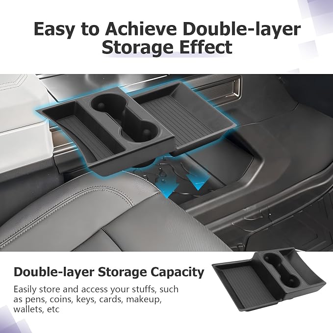 LUWU Lower Center Console Organizer Compatible with 2023 2024 2025 2026 GMC Hummer EV SUV Accessories 2025 2026 Hummer EV Pickup Armrest Console Organizer Armrest Lower Storage Tray