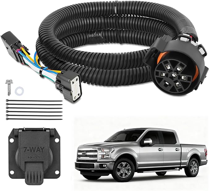 Nilight 7 Pin Trailer Wiring Harness Kit 56413 Vehicle Standard 7 Way Connector Custom for 2015 2016 2017 2018 2019 2020 Ford F-150 Simple Fit Tow Hitch Harness