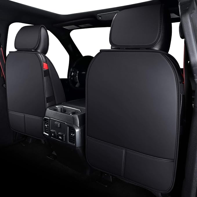 Aierxuan Seat Covers for Ford F150 2009-2026 Truck Pickup Supercrew Cab XLT Lariat King Ranch Platinum Raptor Custom Fit 2017-2026 F250 F350 F450, Waterproof Leather (Full Set, Black)