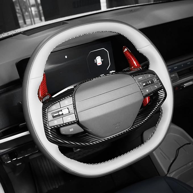ABS Car Steering Wheel Frame Cover Steering Wheel Button Panel Frame Molding Trim Compatible with Kia K4 2025,Kia EV6 2025,Kia Sportage 2026,Kia EV3,Kia EV4 Accessories (Carbon Fiber Style)
