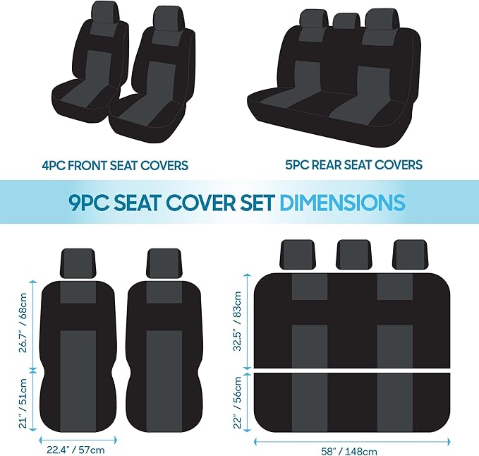 BDK PolyPro Car Seat Covers Full Set in Solid Beige, Front and Rear Split Bench Seat Covers for Cars, Easy to Install Car Seats Cover Set and Accessories for Auto Trucks Van SUV - Solid Beige