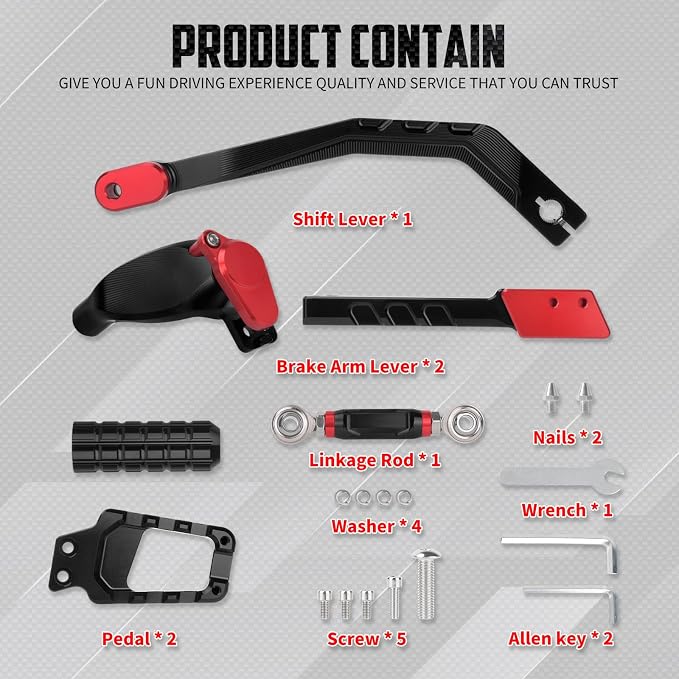 Motorcycle Mid Control Kit Footpegs Linkage Lever Set Fit for Harley Softail Low Rider FXLRS 2020-2025 FXLRST 2022-2025 Street Bob FXBB 2018-2025 (Red)