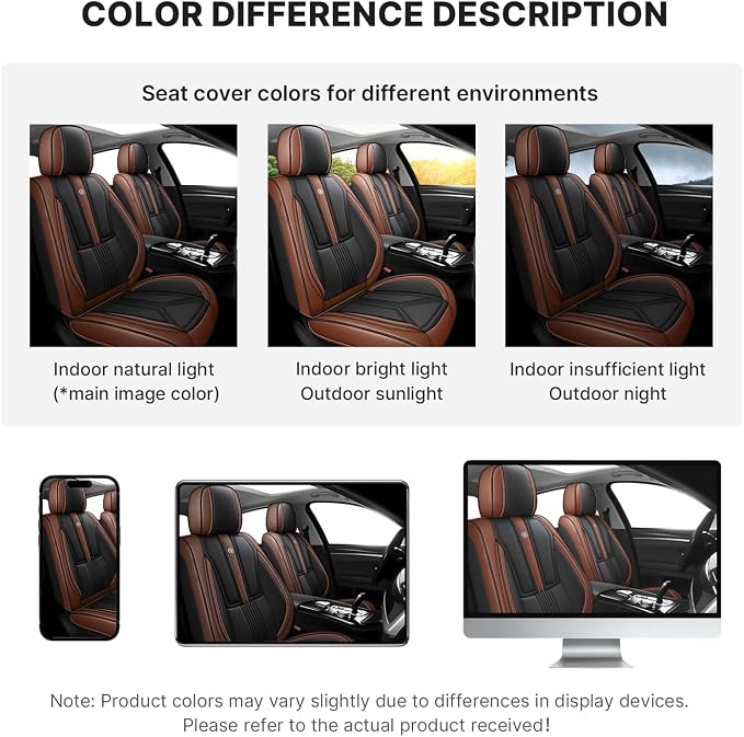 Arazi Fit for 98% of Mazda Seat Covers, 360° Full Wrap Original Seat Cover, Waterproof Nappa Leather Seat Covers with Big Space Storage Pocket Seat Protector（5 Seats Luxury, Black&Brown）