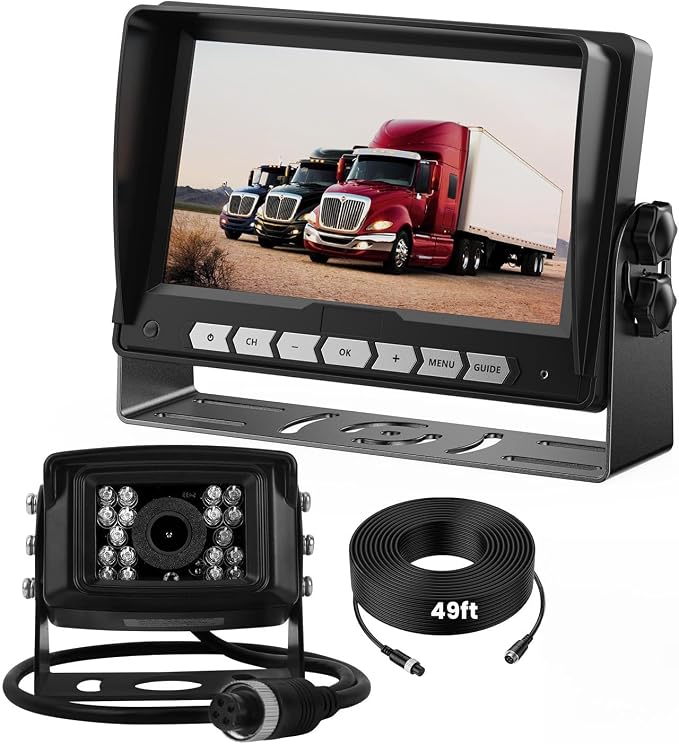 Back Up Camera with Screen, Night Vision Reverse Camera for RV, Truck, Trailer, Van, Camper, Hitch Assistance