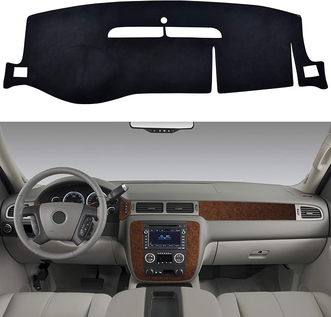 SPEEDWOW Dashboard Dash Board Cover Mat Carpet Compatible with 2007-2014 Chevy Silverado Suburban Tahoe Avalanche GMC Yukon Sierra