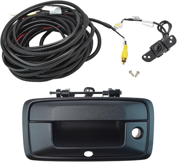 TRQ Rear View Camera Kit Black Compatible with 2014-2015 Chevrolet Silverado 1500 2015 Silverado 2500 HD 3500 HD GMC Sierra 1500 Sierra 2500 3500