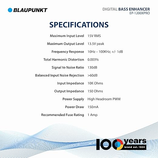 Blaupunkt EP-1200XPRO Digital Bass Enhancer Processor - Digital Sound Restoration, Maximizer & Reproducer - Car Audio Booster - Black