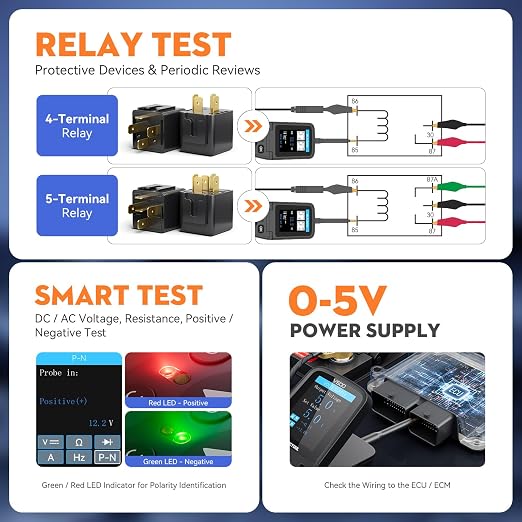 Automotive Power Circuit Probe Tester Kit VDIAGTOOL V500, 9-30V Car Electric Circuit Tester, Short/Open Circuit Finder, Oscilloscope/Multimeter/Injector/Relay Tester, Component/Fuse/Trailer/AC/DC Test