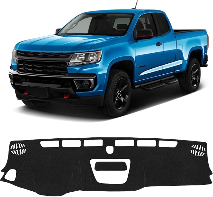 KUST Black Dash Cover for Chevy Chevrolet Colorado 2015-2021 2022 Left Hand Driving Polyester Dashboard Cover Non-Slip Center Console Dash Cover Interior Accessories for Colorado Sunshade No Glare