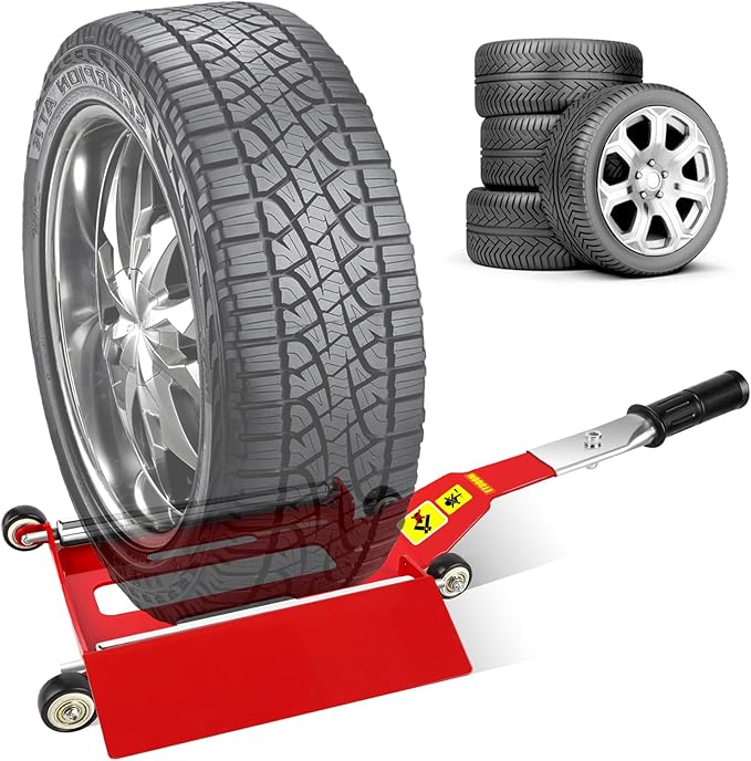 Portable Effortless Tire Jack Tool with Roller Plate and Ramp, Removable Handle with Screw [ Roller Plate + Separate Ramp Version ]