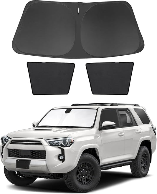 3PCS Car Window Shades Front Windshield Sun Shade Foldable Window Shade Custom Fit for 2017-2024 Toyota 4Runner Accessories Car Shades for Front Windows Anti-UV Rays Block Heat