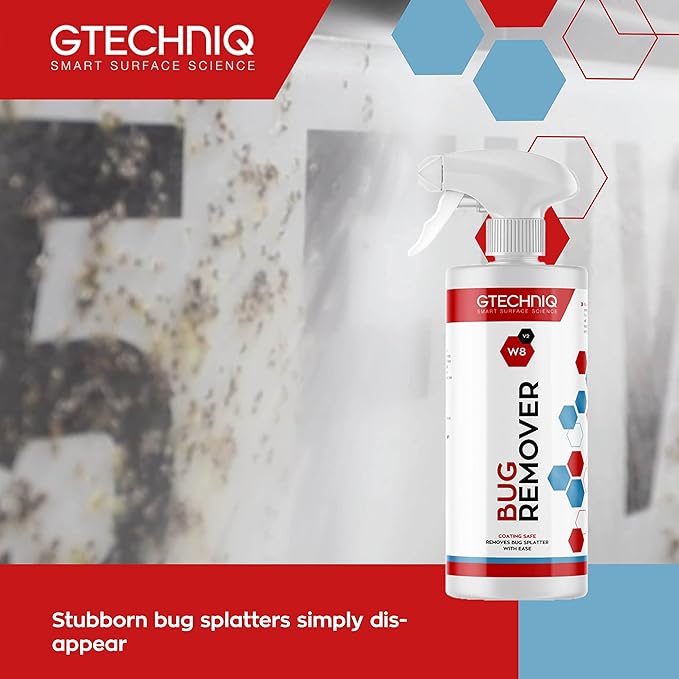 Gtechniq W8 Bug Remover for Cars 17 fl oz | Non-Caustic Cleaner Removes Tough Bug Splatter and Stains, Safe on All Surfaces