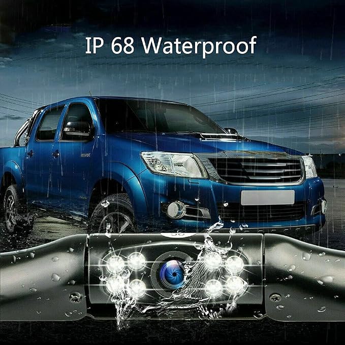 HD Night Vision Reversing Camera with 8 LED 170° Wide Angle Backup Camera 45° Adjustable Lens Angle Waterproof Rear View Camera