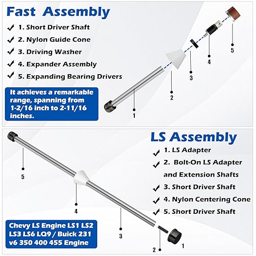 Cam Bearing Install Tool & Engine Cam Bearing Remove Kit Complete Installation & Removal Chevy LS Engine - Covers Most Domestic and Import Vehicles， Patented