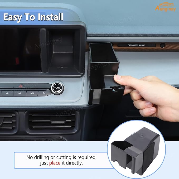 Aunginsy Center Console Dashboard Storage Box Compatible with Ford Maverick 2022 2023 2024 Multimedia Display Right Side Panel Drawer Organizer Tray Navigation Screen Side Cubby Insert ABS Accessories