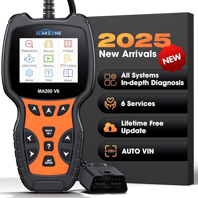 All Systems OBD2 Scanner, MA200 V6 Car Code Reader for Most Car Models of 6 Manufacturing Groups, with 6 Services Full OBD2 Live Data Battery Test Diagnostic Scan Tools Lifetime Free Upgrade