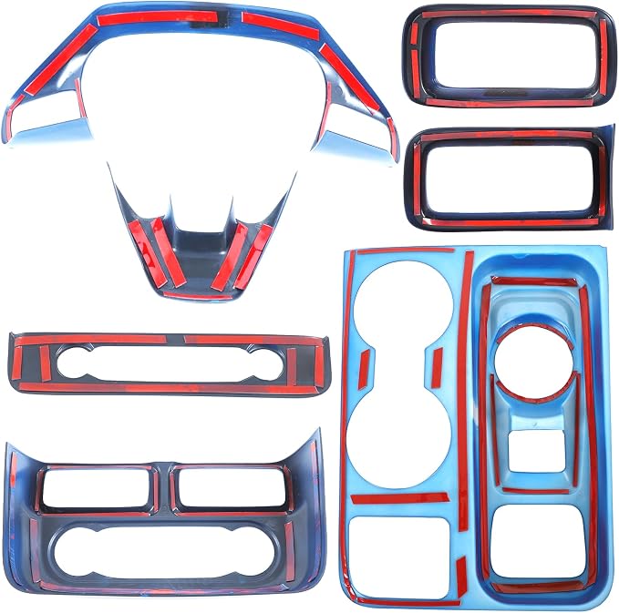 Car 7Pcs Center Console Decoration Trim Kit Compatible with Ford Maverick 2022-2024 Central Control A/C Volume Switch/Outlet Vent/Gear Shift/Steering Panel Protector Cover ABS Interior Accessories