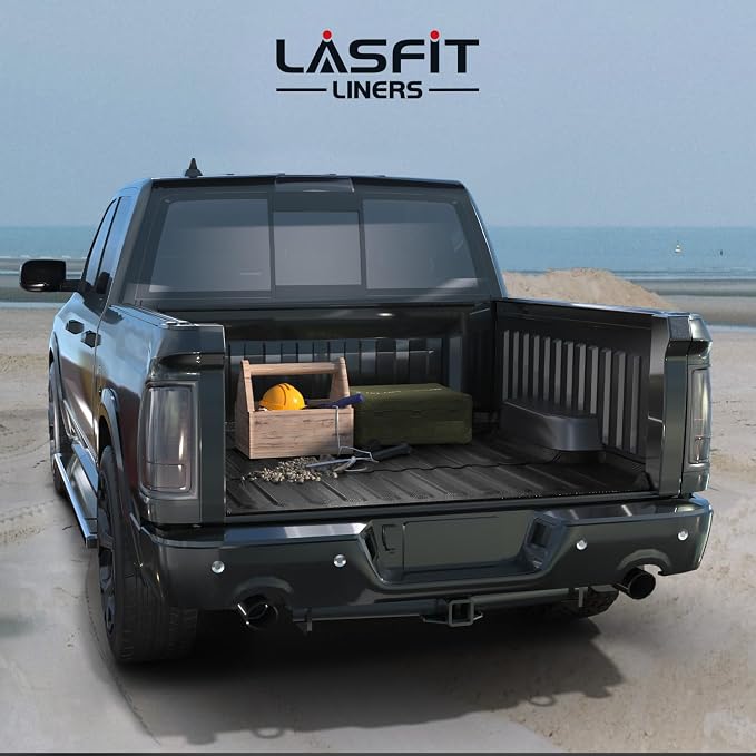 LASFIT 5.7FT Truck Bed Mat for Ram 1500 2002-2018 & 1500 Classic 2019-2024 (5FT7/67.4 inches) NOT for Optional Rambox, All Weather Custom Fit TPE Truck Bed Liner