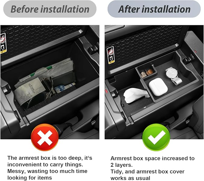 SKTU 2Pack for 2026 Toyota RAV4 Center Console Organizer 2026+ RAV4 (LE/SE/XLE Premium/Woodland/XSE/Limited) Double Layers Center Console Tray 2026 RAV4 Accessories ABS Tray with Coin Holder