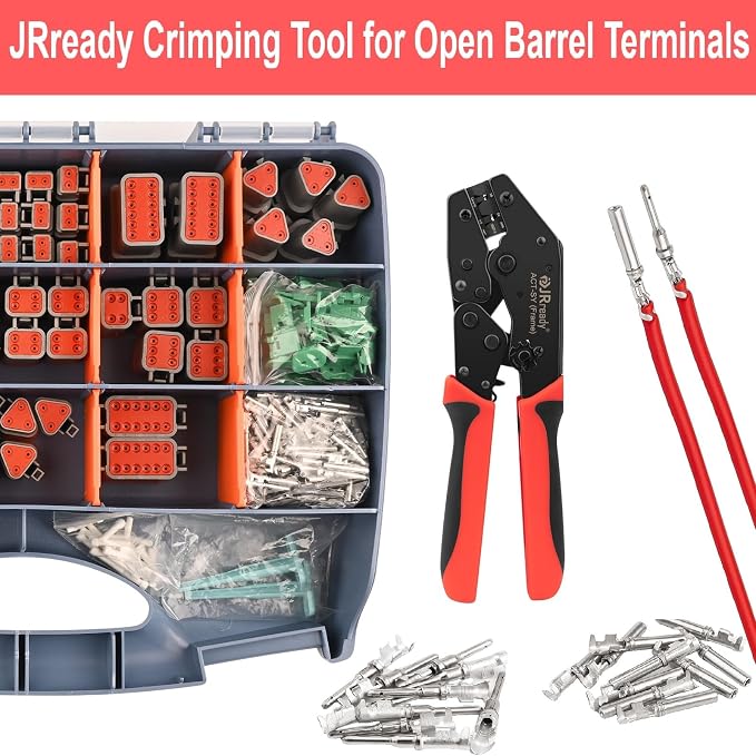 JRready ACT-SY-16DT-S 3rd-Gen Deutsch DT Crimp Tool for 16# Stamped & Formed Contacts, One-Cycle Ratcheting Crimper with Positioner, 16-18 AWG, for Amphenol AT